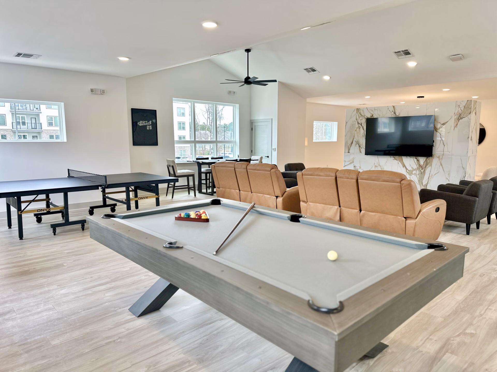 Game room with billiards